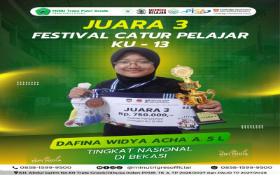 Dafina Widya Acha Raih Juara 3 Nasional di Festival Catur Pelajar KU-13